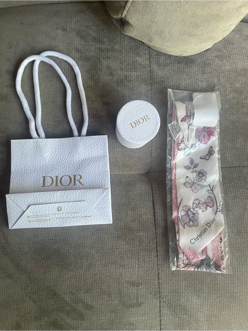 Dior Pink and Black Butterfly-Print Silk Scarf